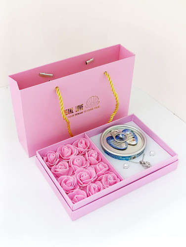 «گردنبند مروارید عشق همراه با باکس هدیه بسیار شیک و یونیک در رنگهای صورتی و قرمز»