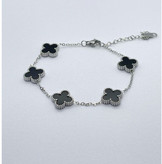 دستبند ونکلیف زنانه ی استیل به رنگ های طلایی و نقره ای با سنگ سفید و مشکی