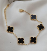 دستبند ونکلیف زنانه ی استیل به رنگ های طلایی و نقره ای با سنگ سفید و مشکی