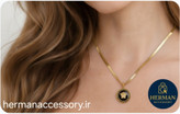 «گردنبند استیل زنانه با زنجیر ماری ۴۵ سانتیمتری و پلاک دایرهای طرح ورساچه طلایی»