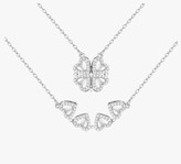 «گردنبند استیل طرح چهار قلب دو حالته ی نگیندار زنانه در رنگهای طلایی و نقرهای»