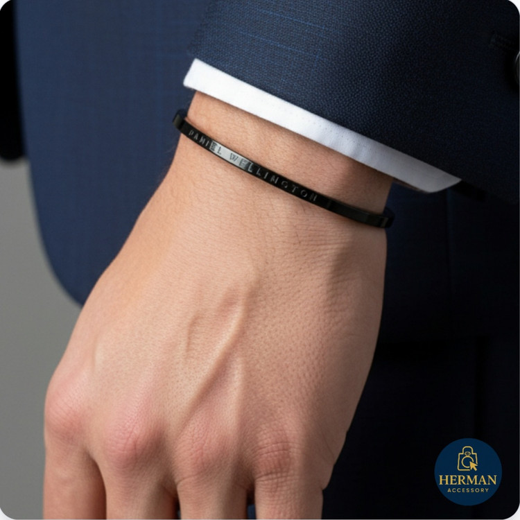 دستبند بنگل مردانه دنیل ولینگتون استیل مدل کلاسیک مشکی