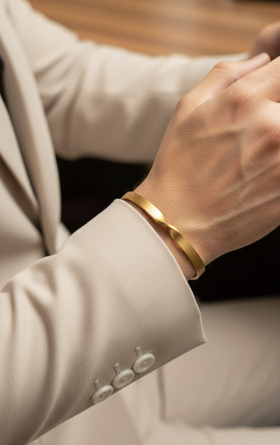 دستبند بنگل تک پیچ استیل مردانه طلایی .وارداتی و اورجینال