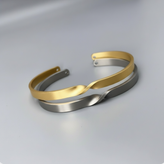 دستبند بنگل تک پیچ استیل مردانه طلایی .وارداتی و اورجینال